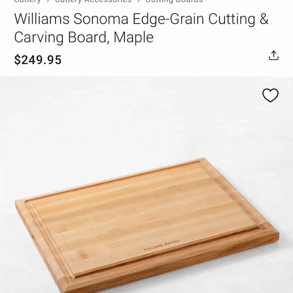 Williams Sonoma Beveled Edge Butcher Block Cutting Board in Natural Wood